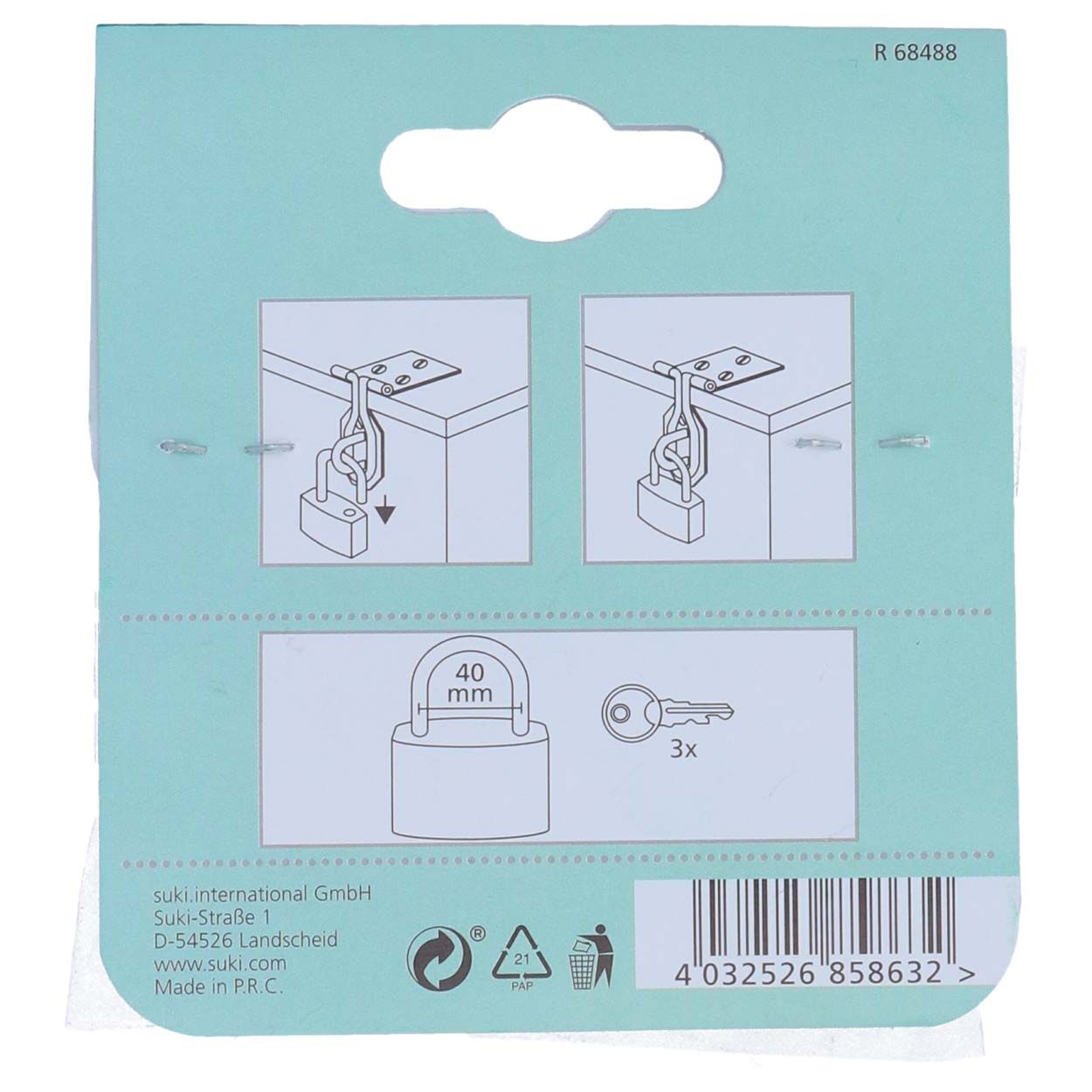 Suki Pad Lock Brass 40Mm