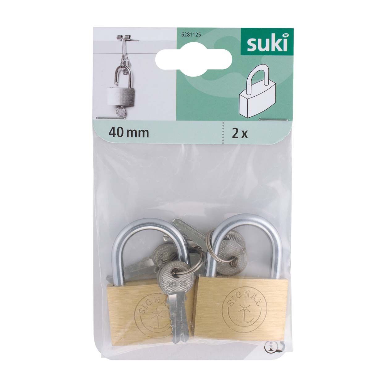 Suki Pad Lock Brass 40Mm - 2Pk