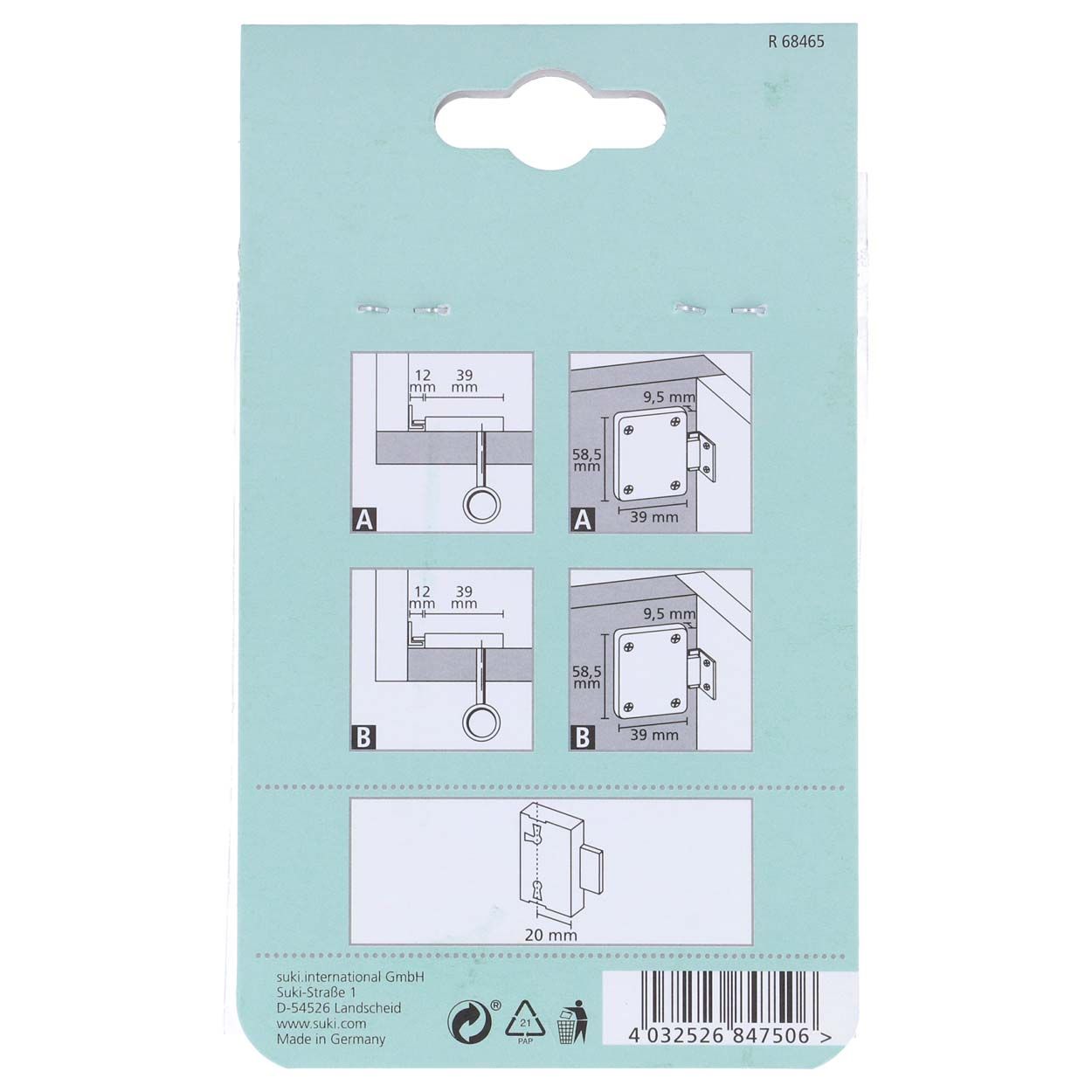 Suki Lock Furniture Screw On Nickle 20Mm