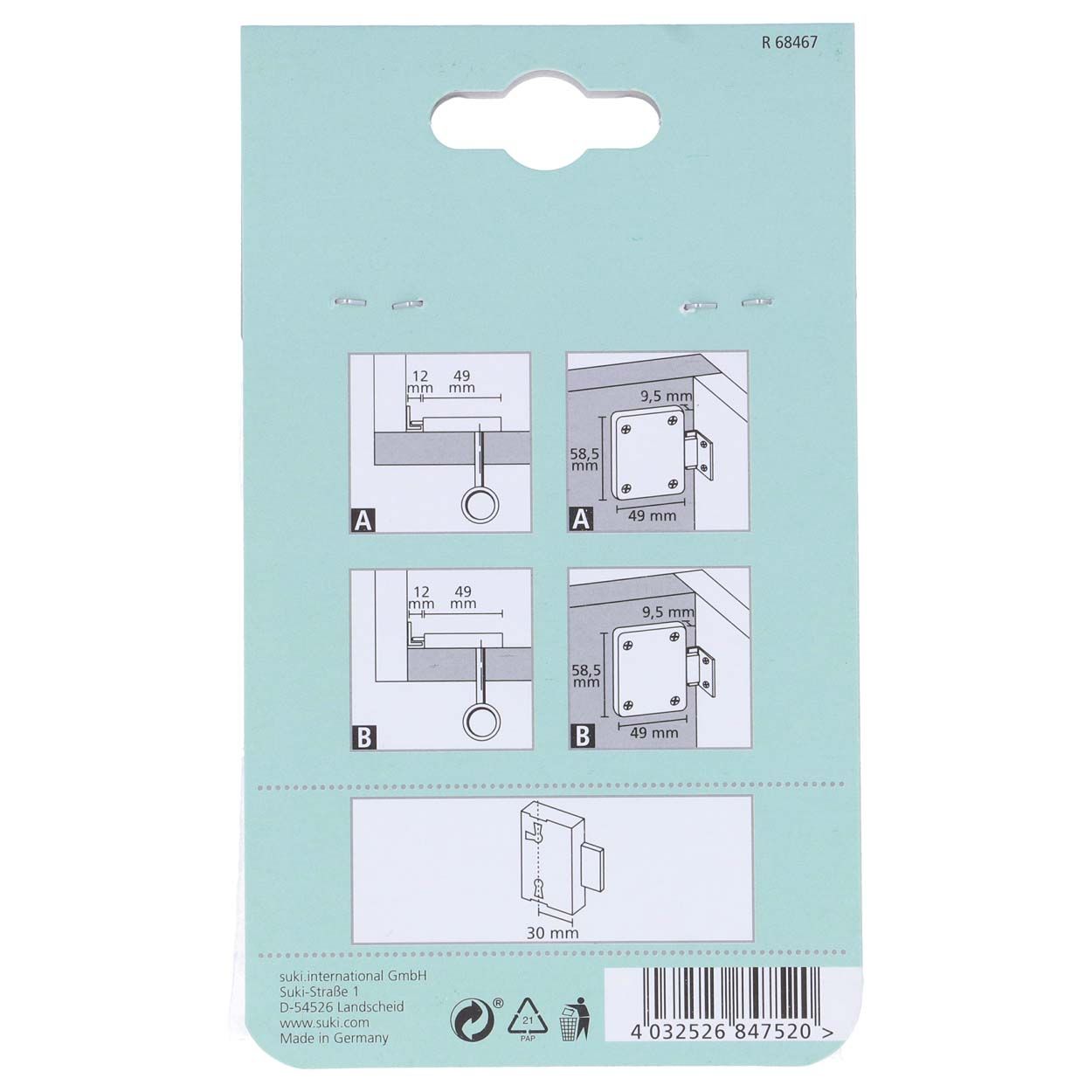 Suki Lock Furniture Screw On Nickle 30Mm