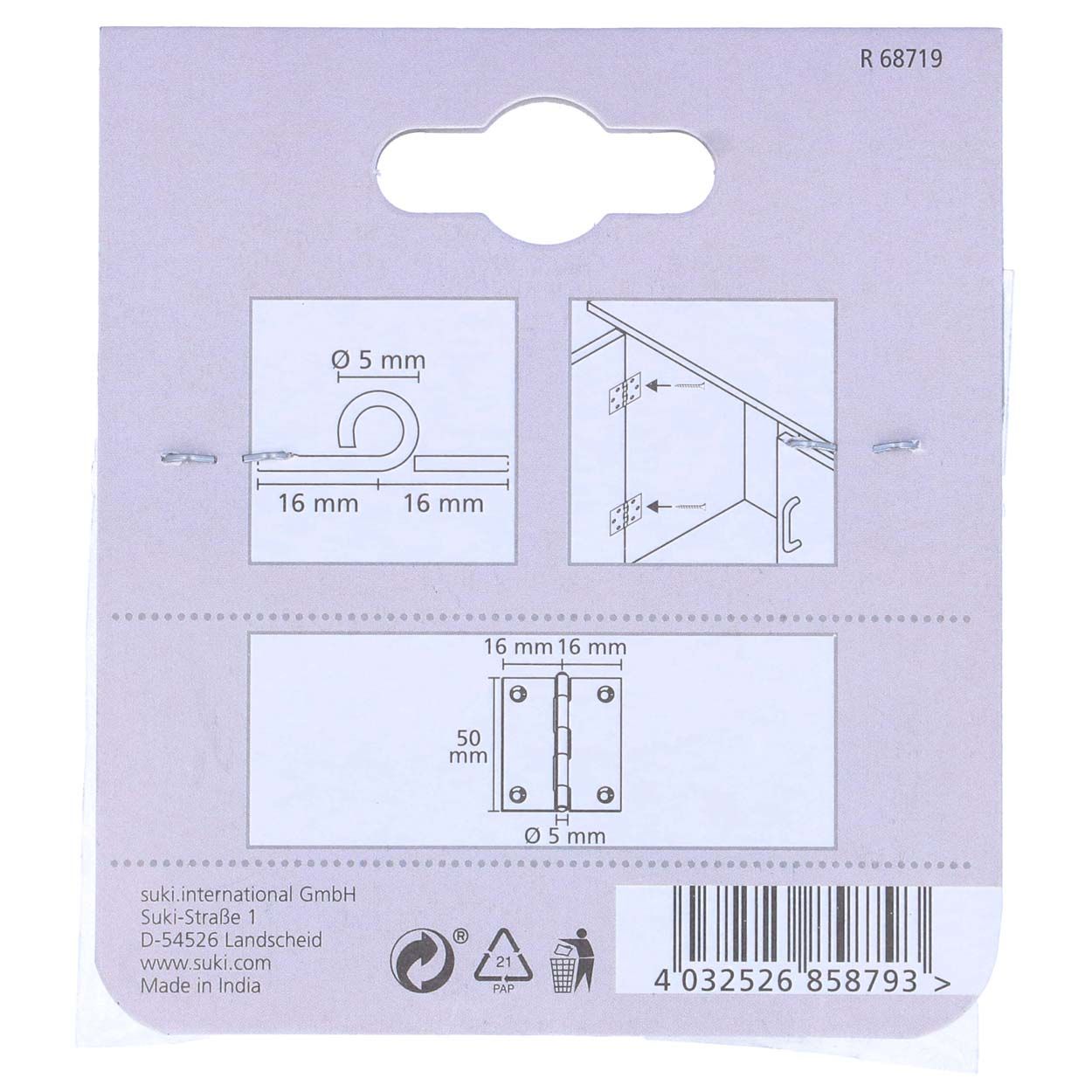 Suki Hinge-Semi Wide 30X50Mm - 2Pk