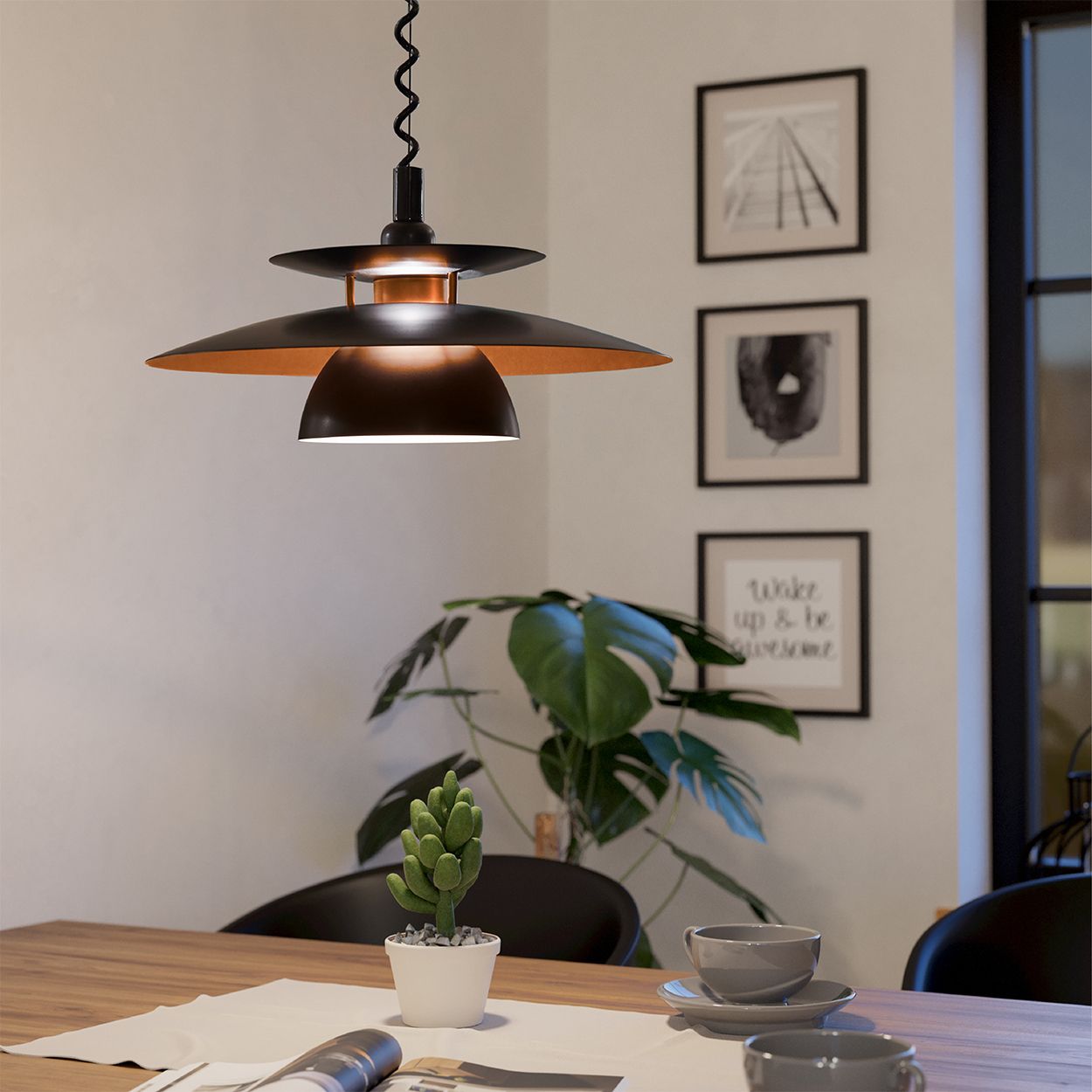 EGLO Brenda Black/Copper Steel Pendant Light