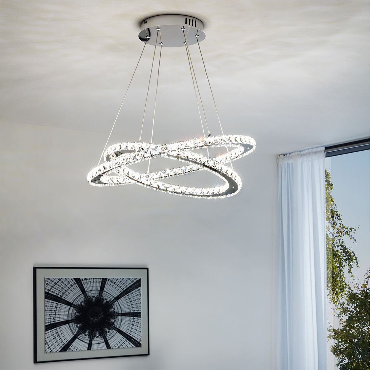 EGLO Varrazo Clear Glass Pendant Light Chrome