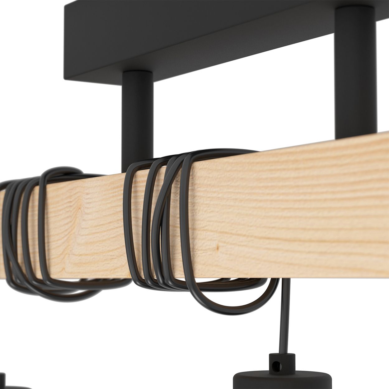 EGLO Townshend 5 Black/Wood 3 Light Pendant