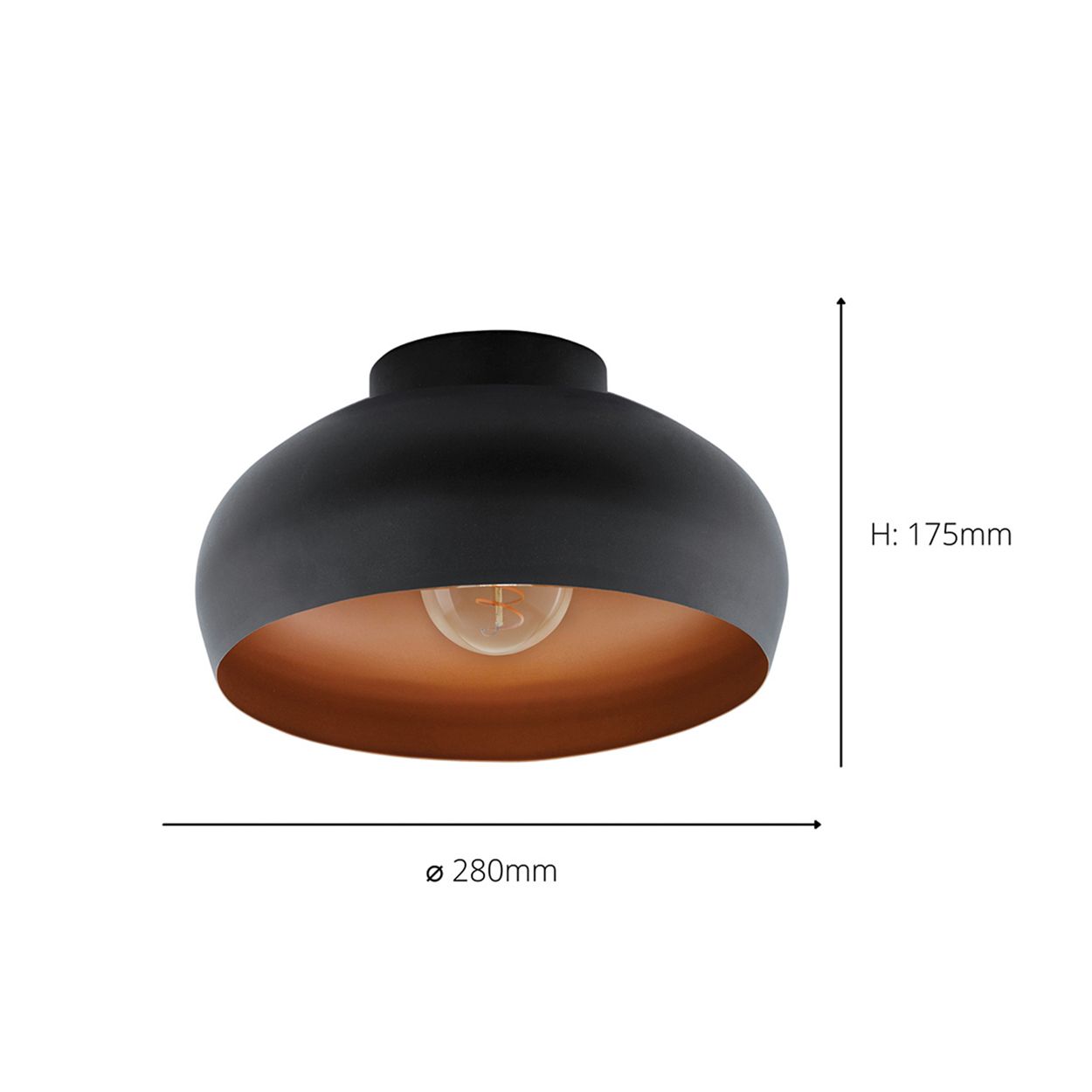 EGLO Mogano 2 Black/Copper Ceiling Light