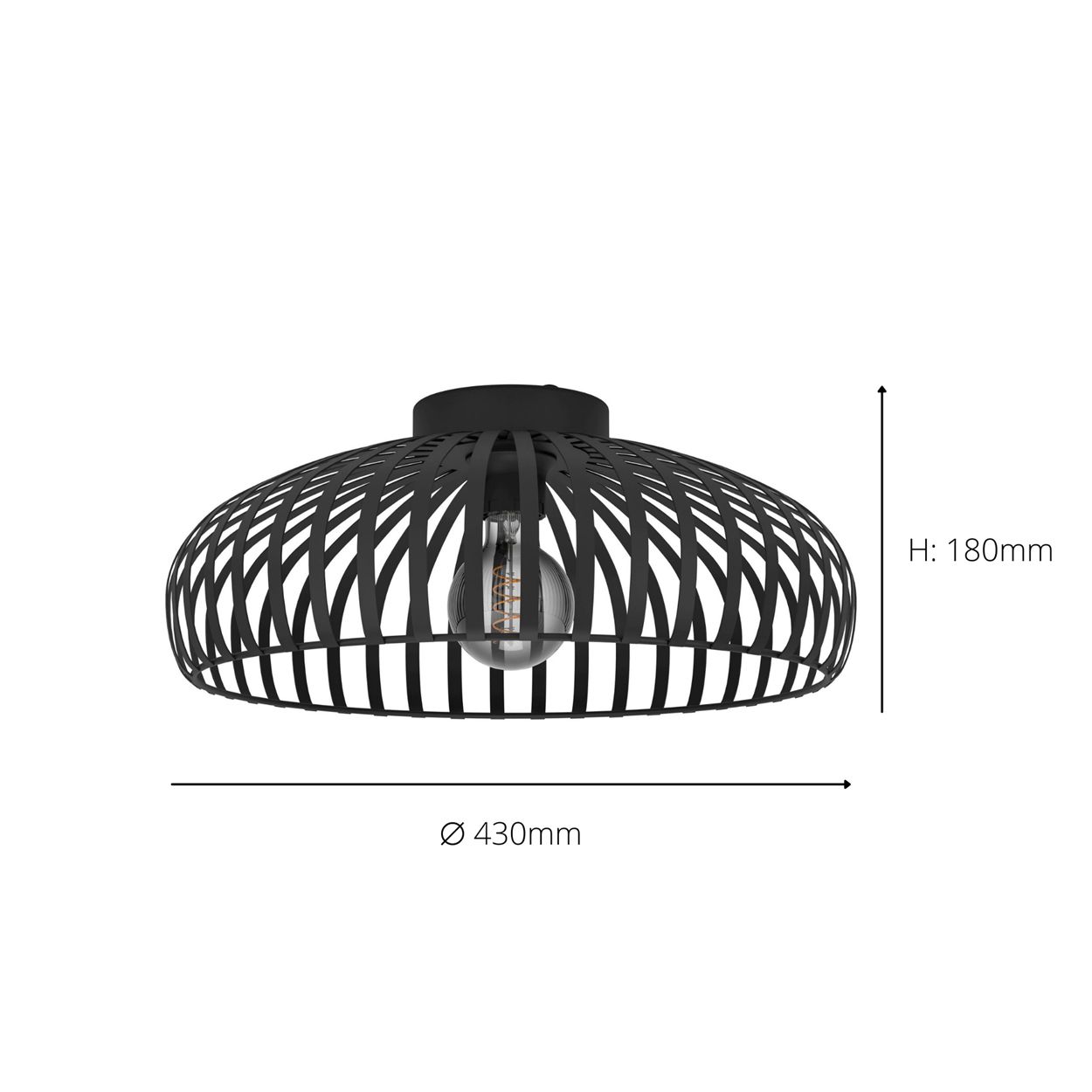 EGLO Mogano 3 Wireframe Black Flush Ceiling Light