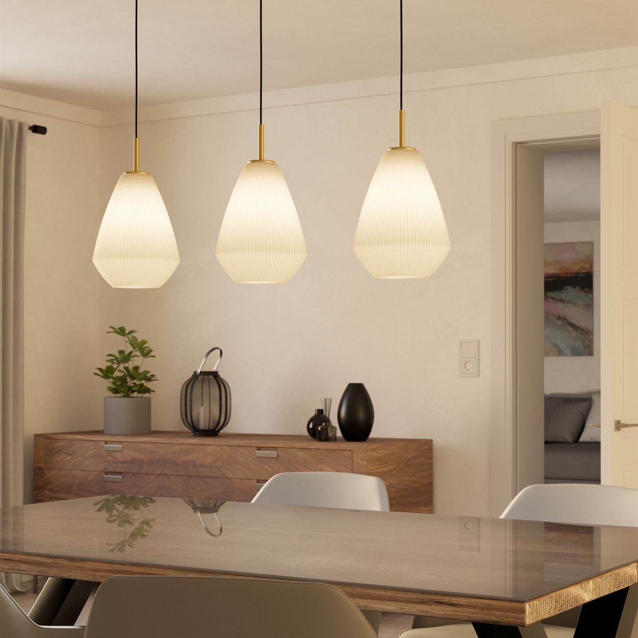 EGLO Caprarola Monochrome Sandy 3 Light Pendant