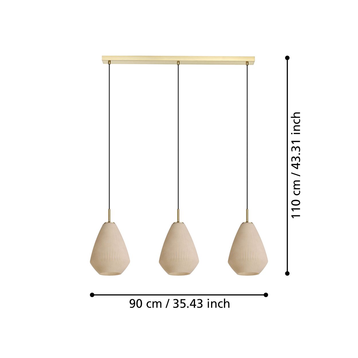 EGLO Caprarola Monochrome Sandy 3 Light Pendant