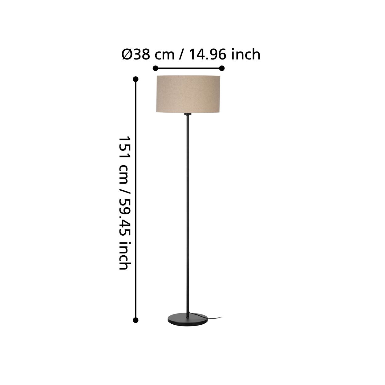 EGLO Feniglia Natural Linen Drum-Shaped Floor Lamp