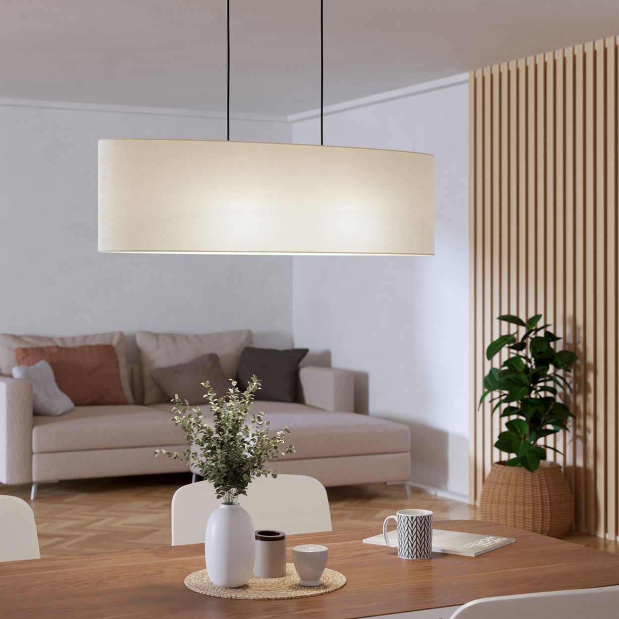 EGLO Febres White Fabric Shade Traditional Pendant