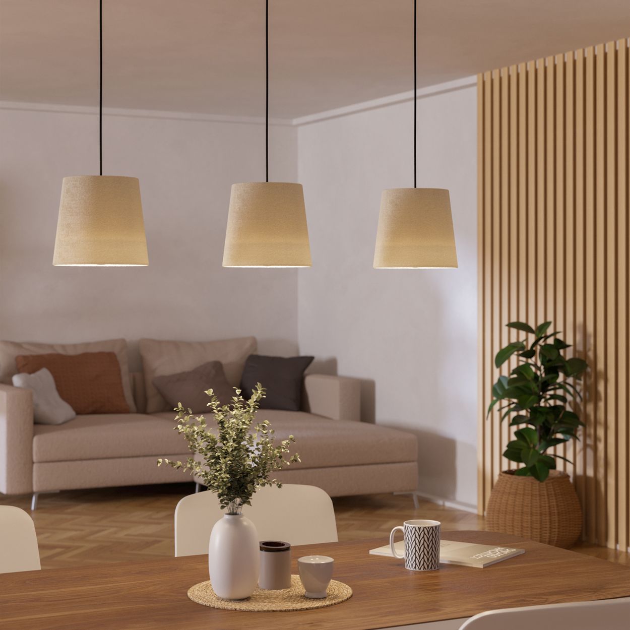 EGLO Febres White Fabric Shade 3 Light Pendant