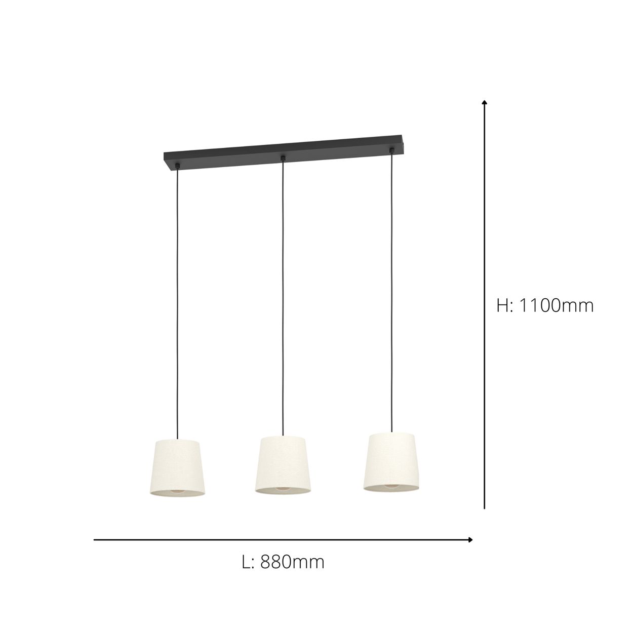 EGLO Febres White Fabric Shade 3 Light Pendant