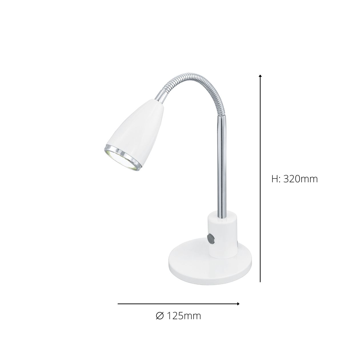 EGLO Fox LED White & Chrome Adjustable Desk Lamp