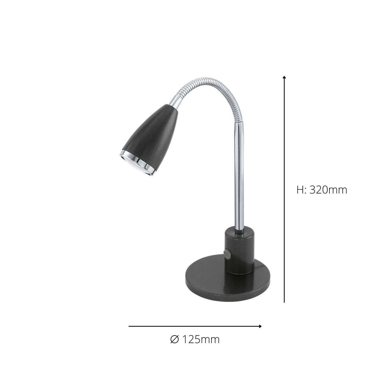 EGLO Fox LED Black & Chrome Adjustable Desk Lamp