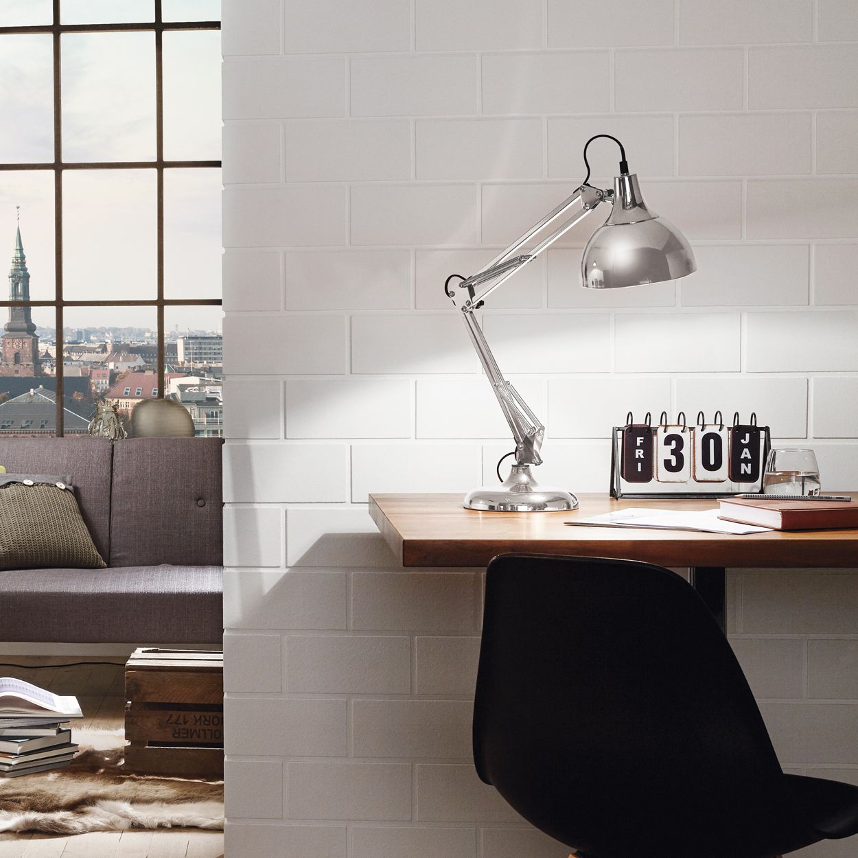 EGLO Borgillio Chrome Adjustable Table Lamp