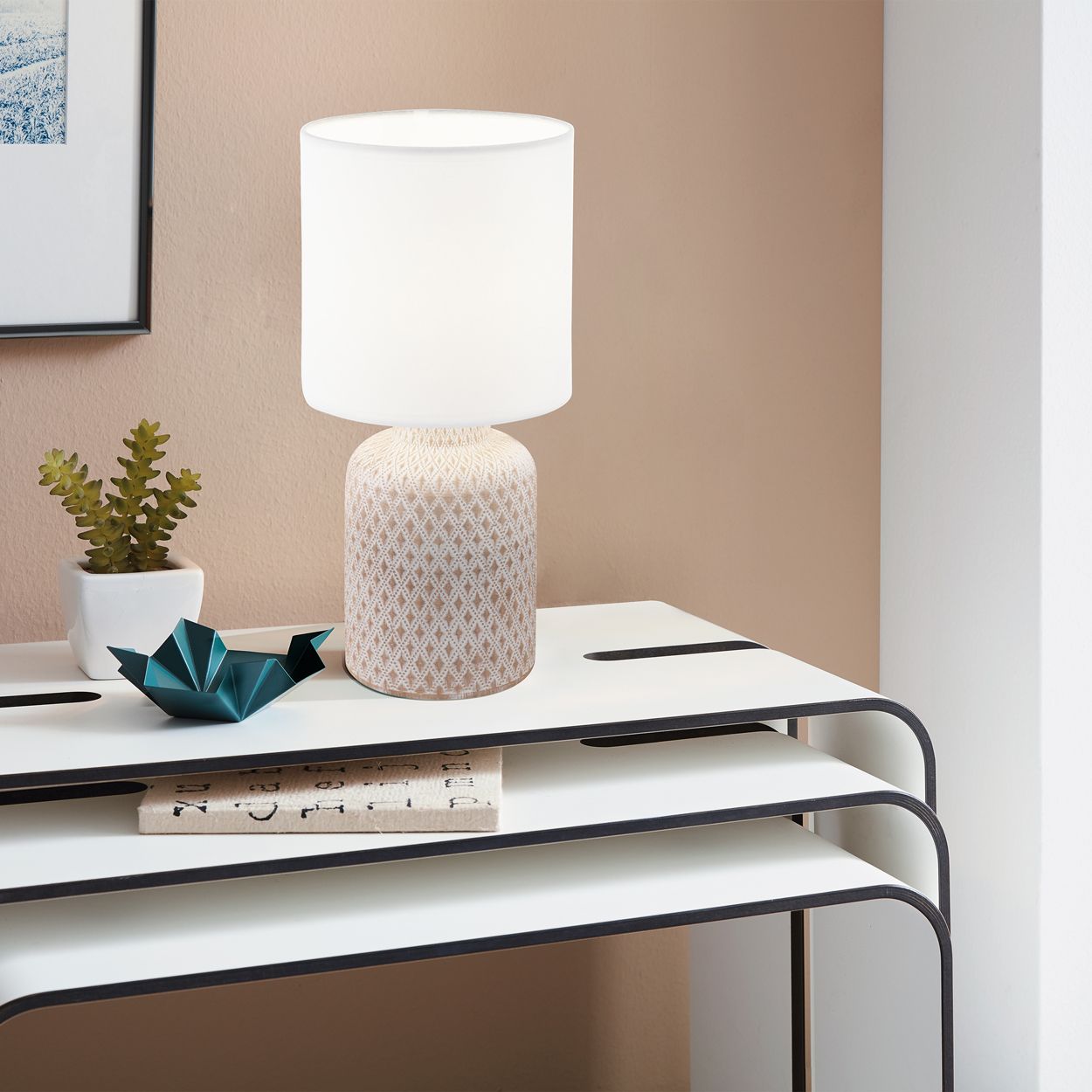 EGLO Bellariva 1 Light Creme And White Table Lamp