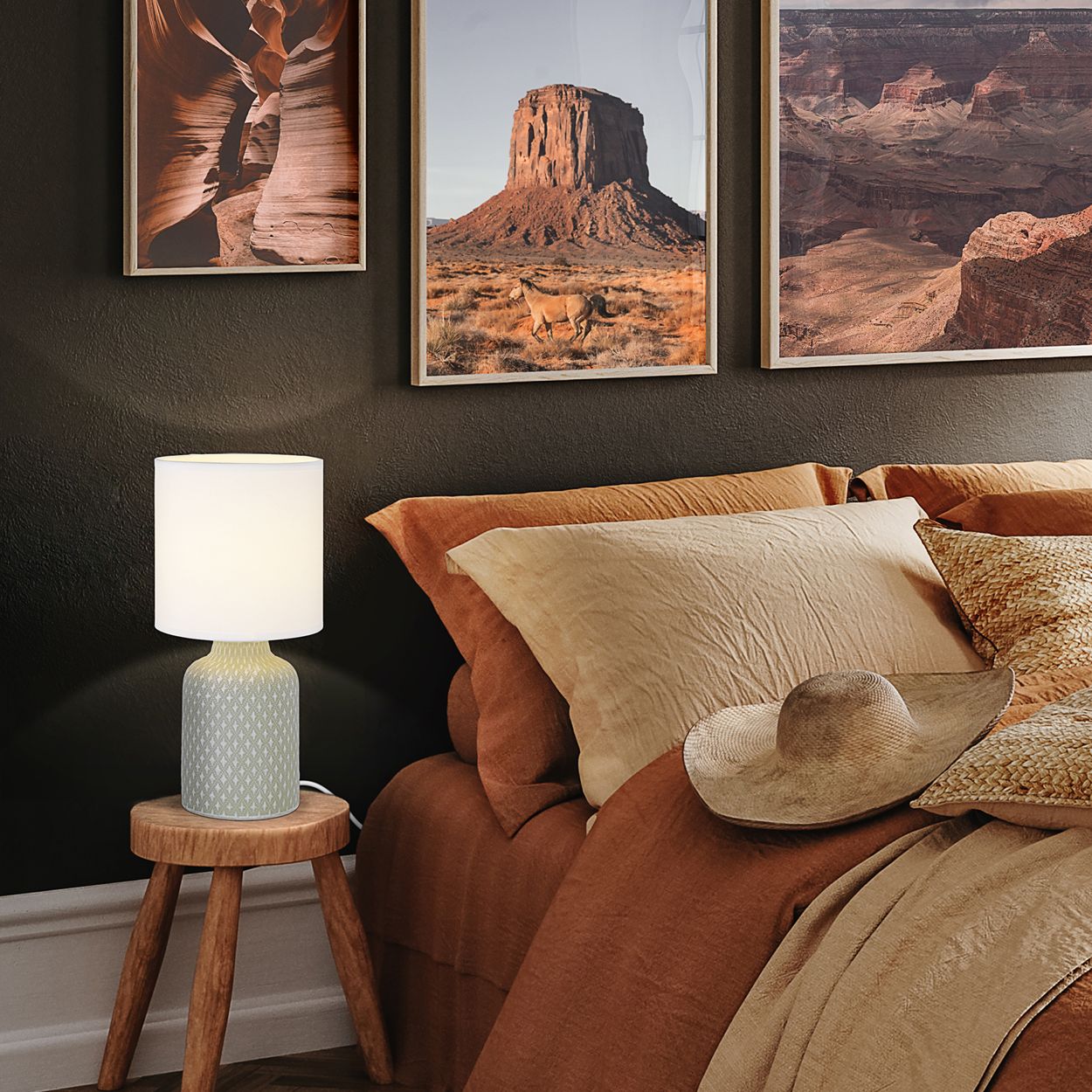 EGLO Bellariva 1 Light Grey And White Table Lamp