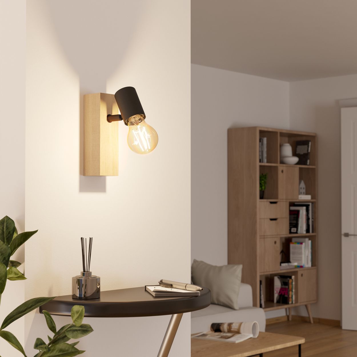 EGLO Townshend 3 Wood & Steel Wall Spotlight