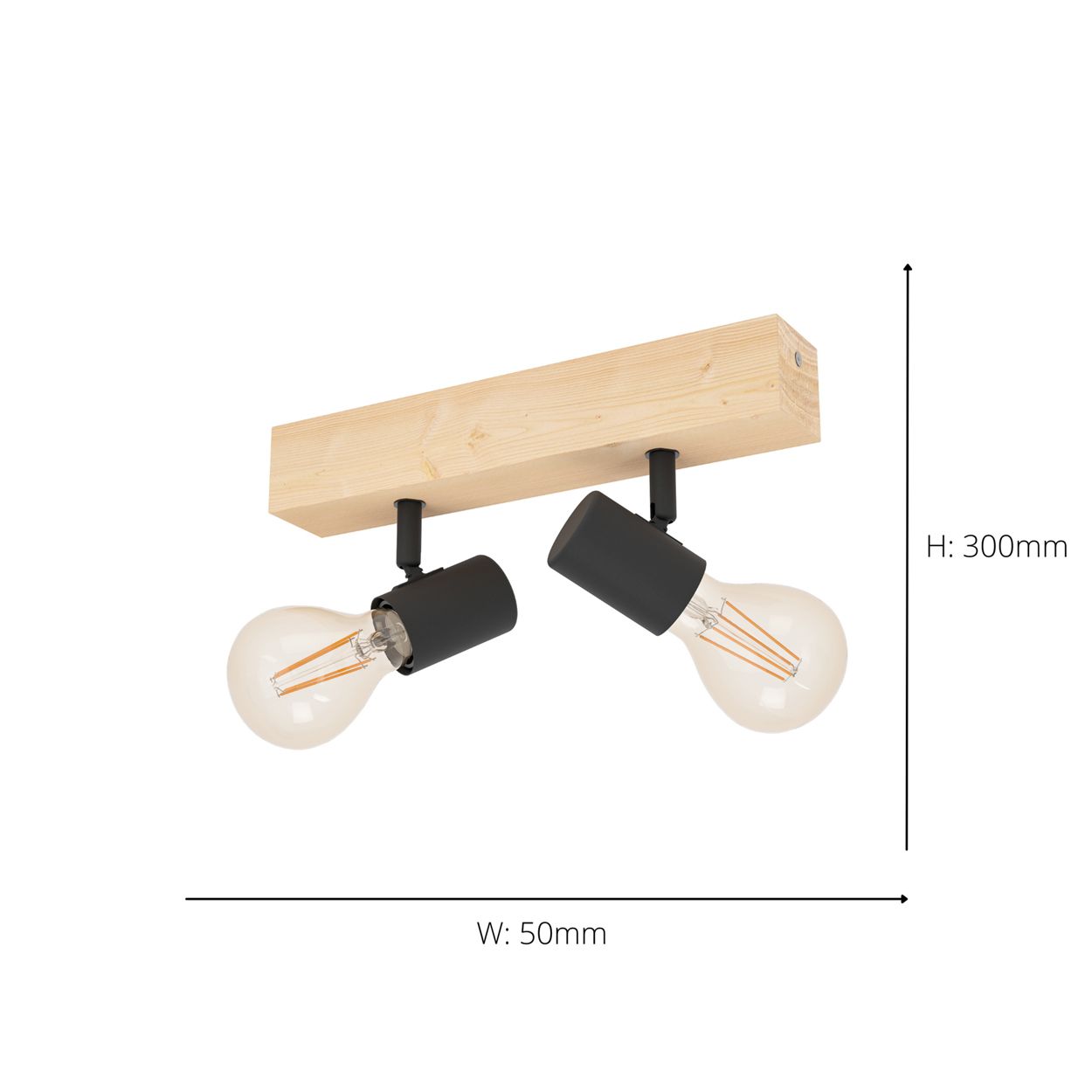 EGLO Townshend 3 Wood & Steel Ceiling 2 Light Spot
