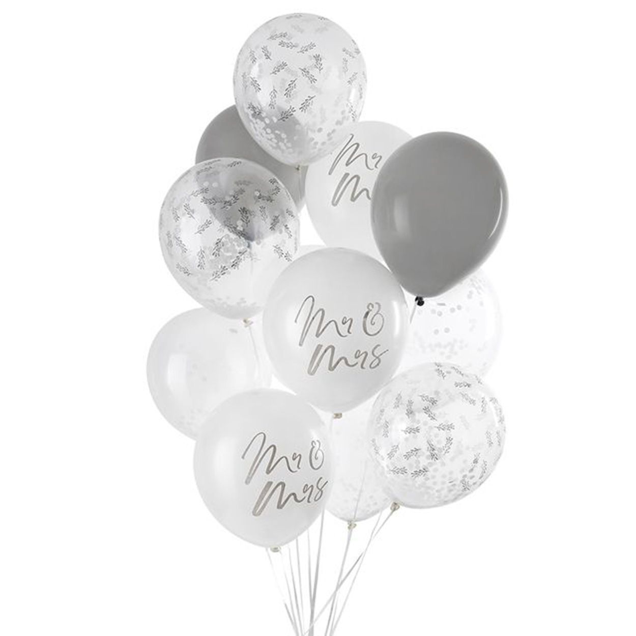 Latex Balloon Bundle Mr & Mrs 12Pk 30Cm
