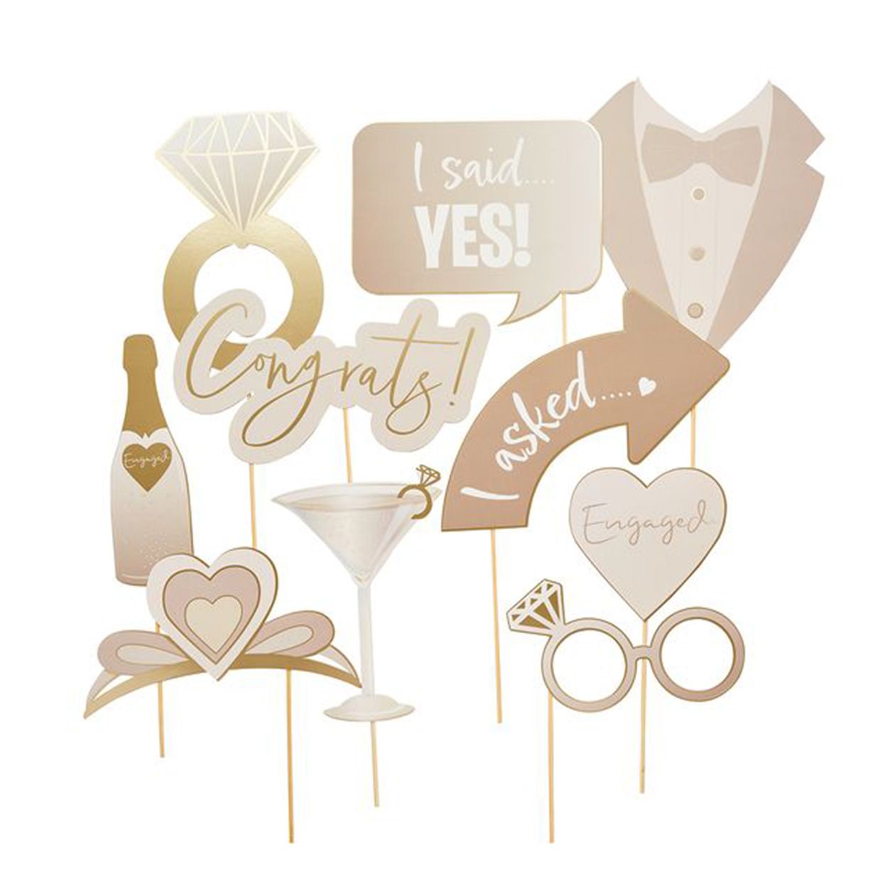 Photo Booth Props Engagement 10Pk