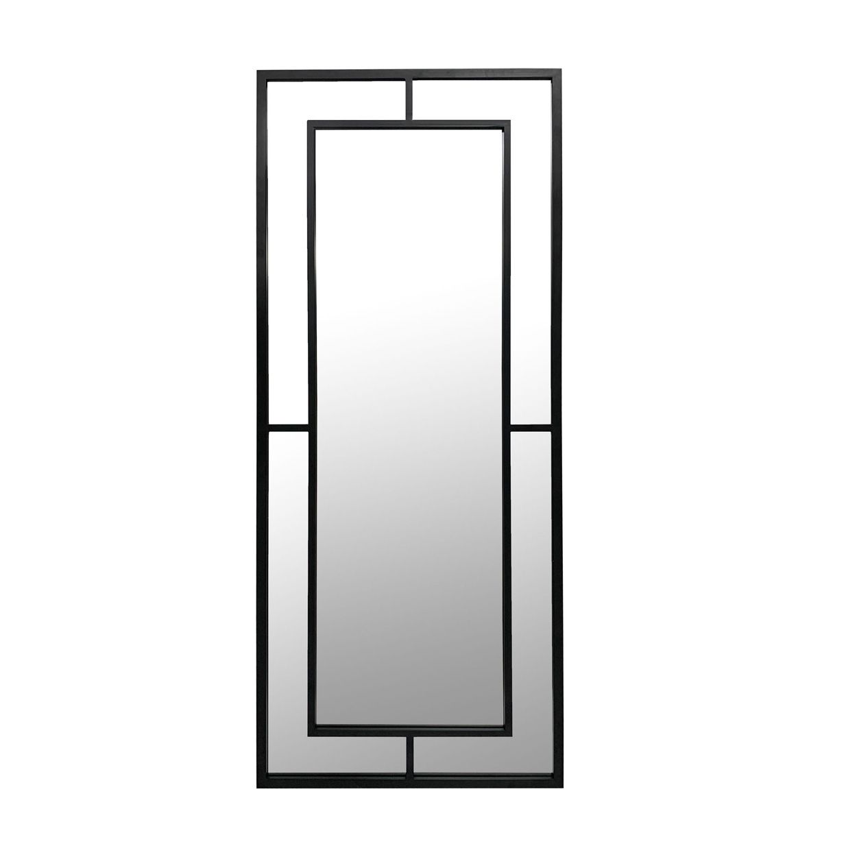 Metal Window Mirror 140x60x2.7Cm Black