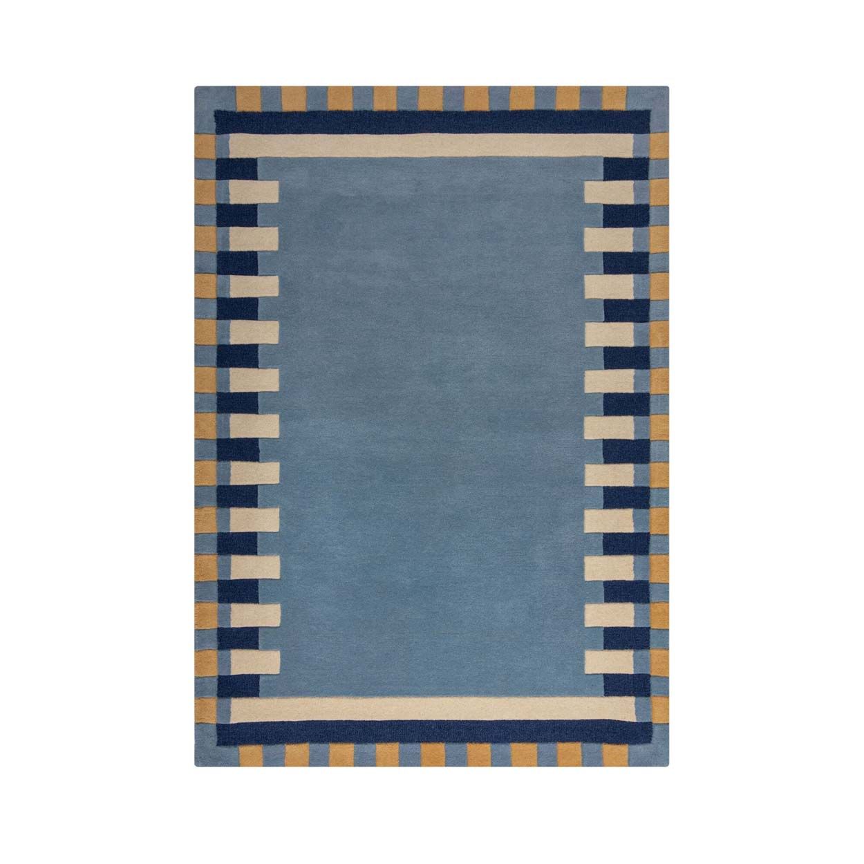 Kai Wool Border Blue Yellow 160X230