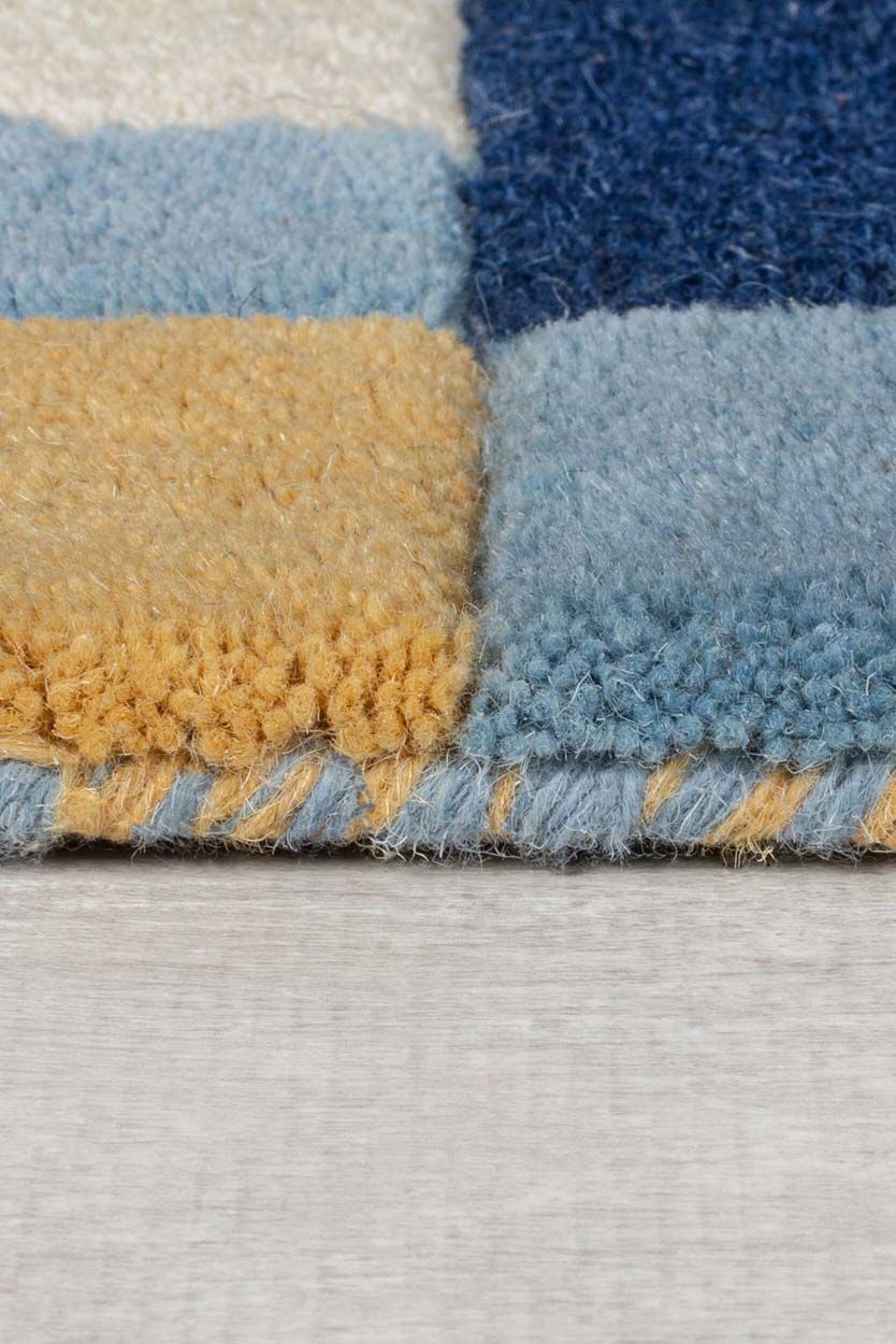 Kai Wool Border Blue Yellow 200X290