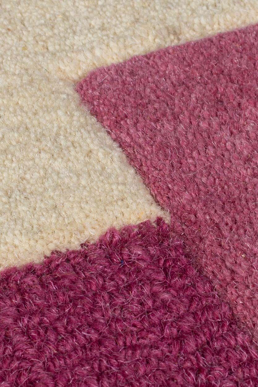 Kai Wool Border Pink Yellow 200X290