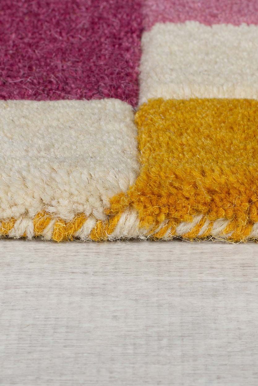 Kai Wool Border Pink Yellow 60X230