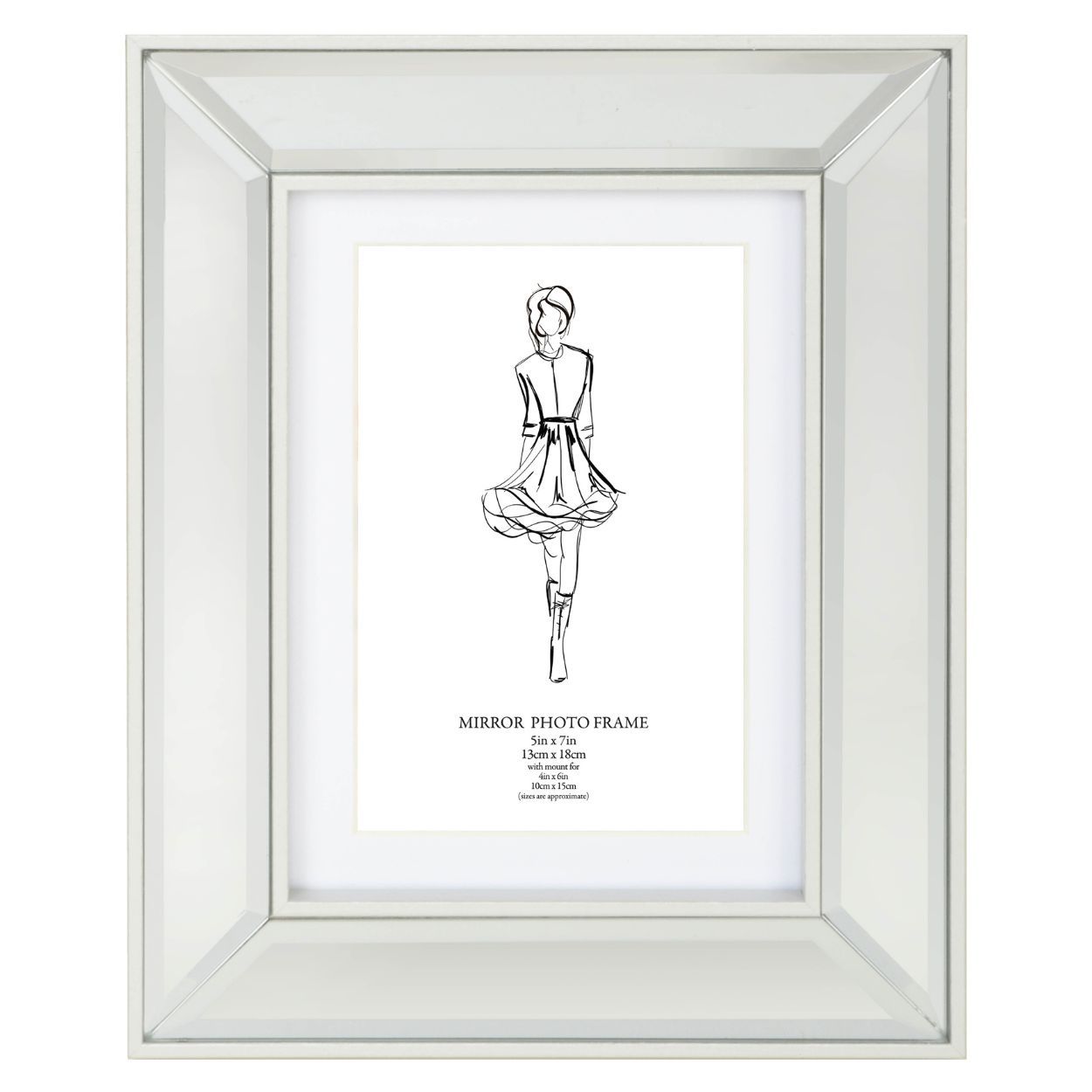 Bevelled Mirror Frame Silver 5x7 inch