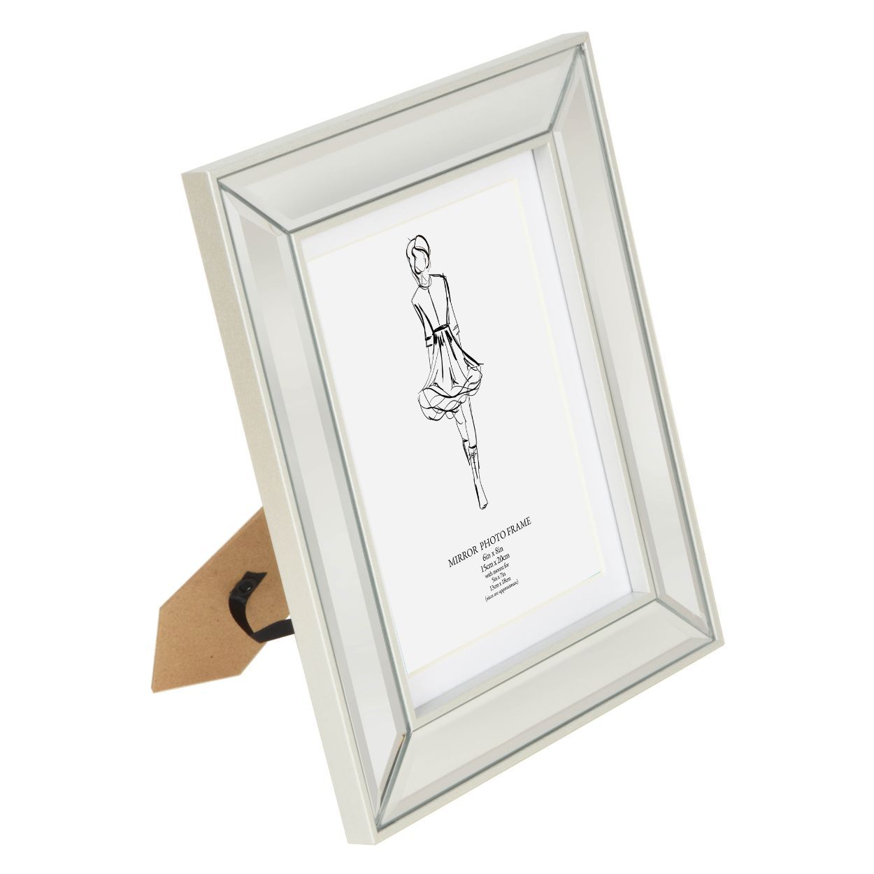 Bevelled Mirror Frame Silver 6x8 inch