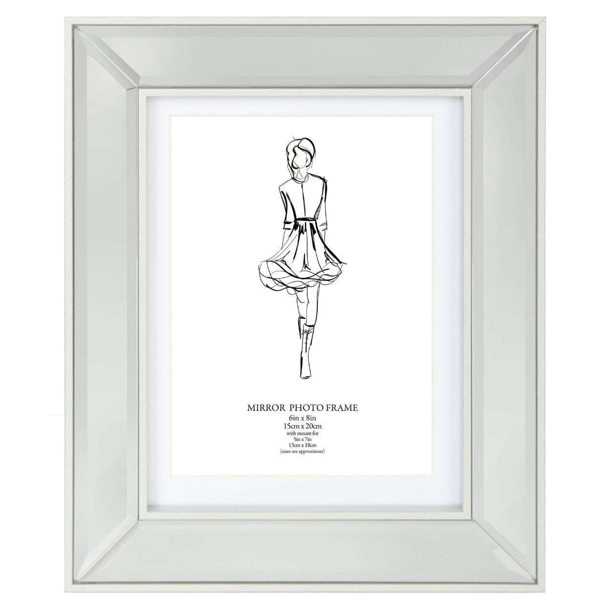 Bevelled Mirror Frame Silver 6x8 inch