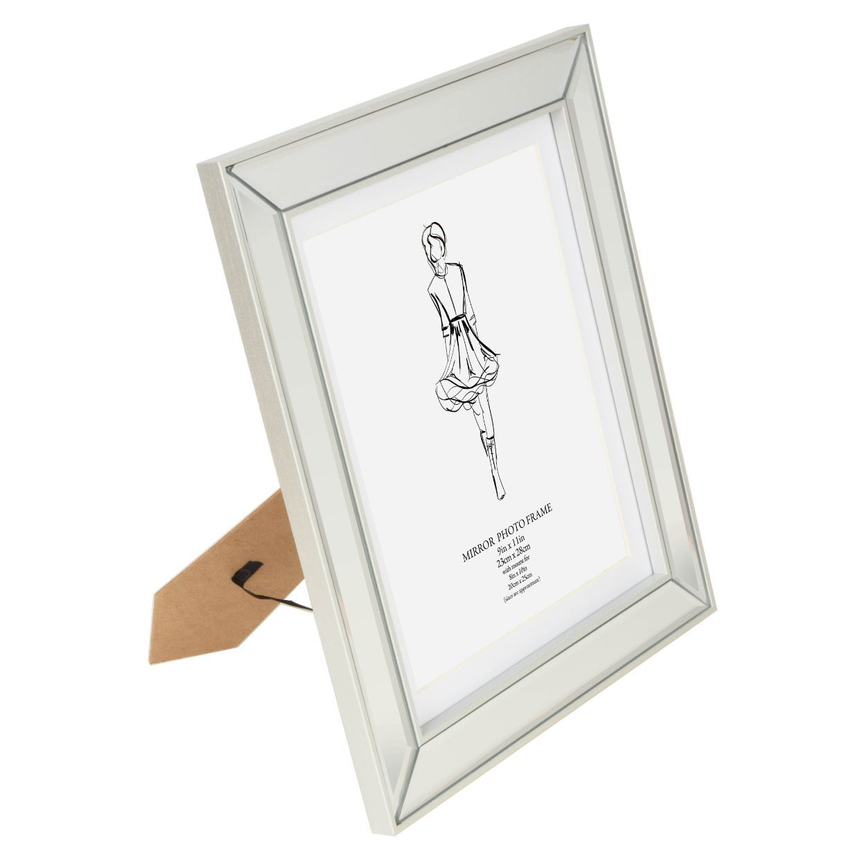 Bevelled Mirror Frame Silver 9x11 inch