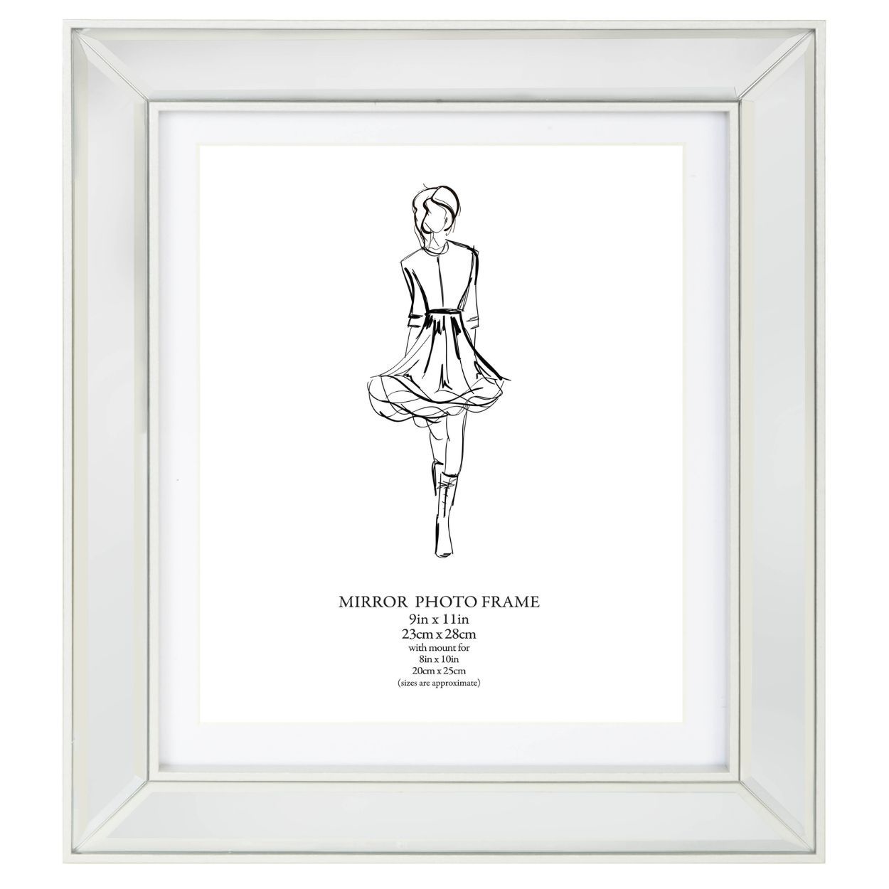 Bevelled Mirror Frame Silver 9x11 inch
