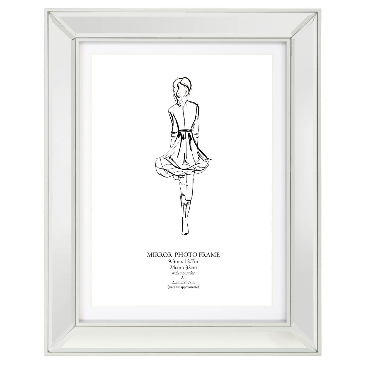 Bevelled Mirror Frame Silver 9.3x12.7 inch