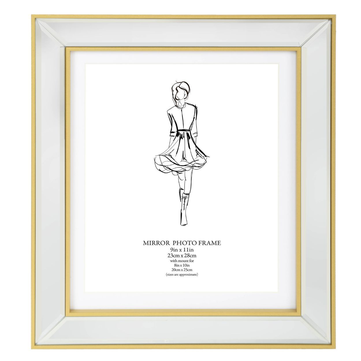Bevelled Mirror Frame Gold 9x11 inch
