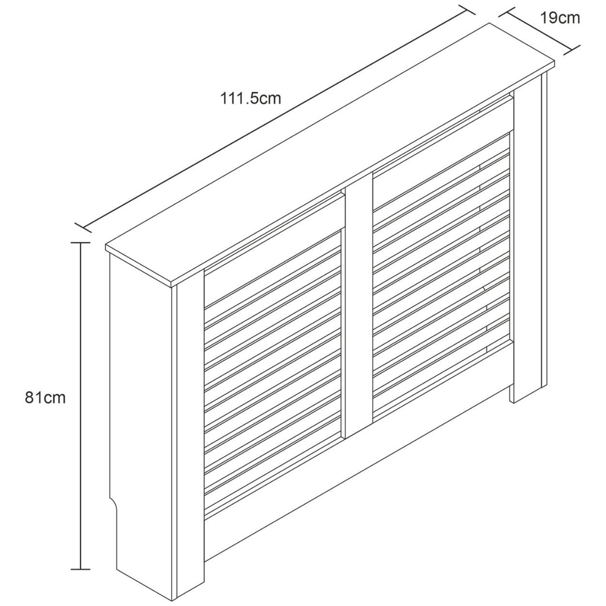 Horizontal Slat Medium Radiator Cover White FSC