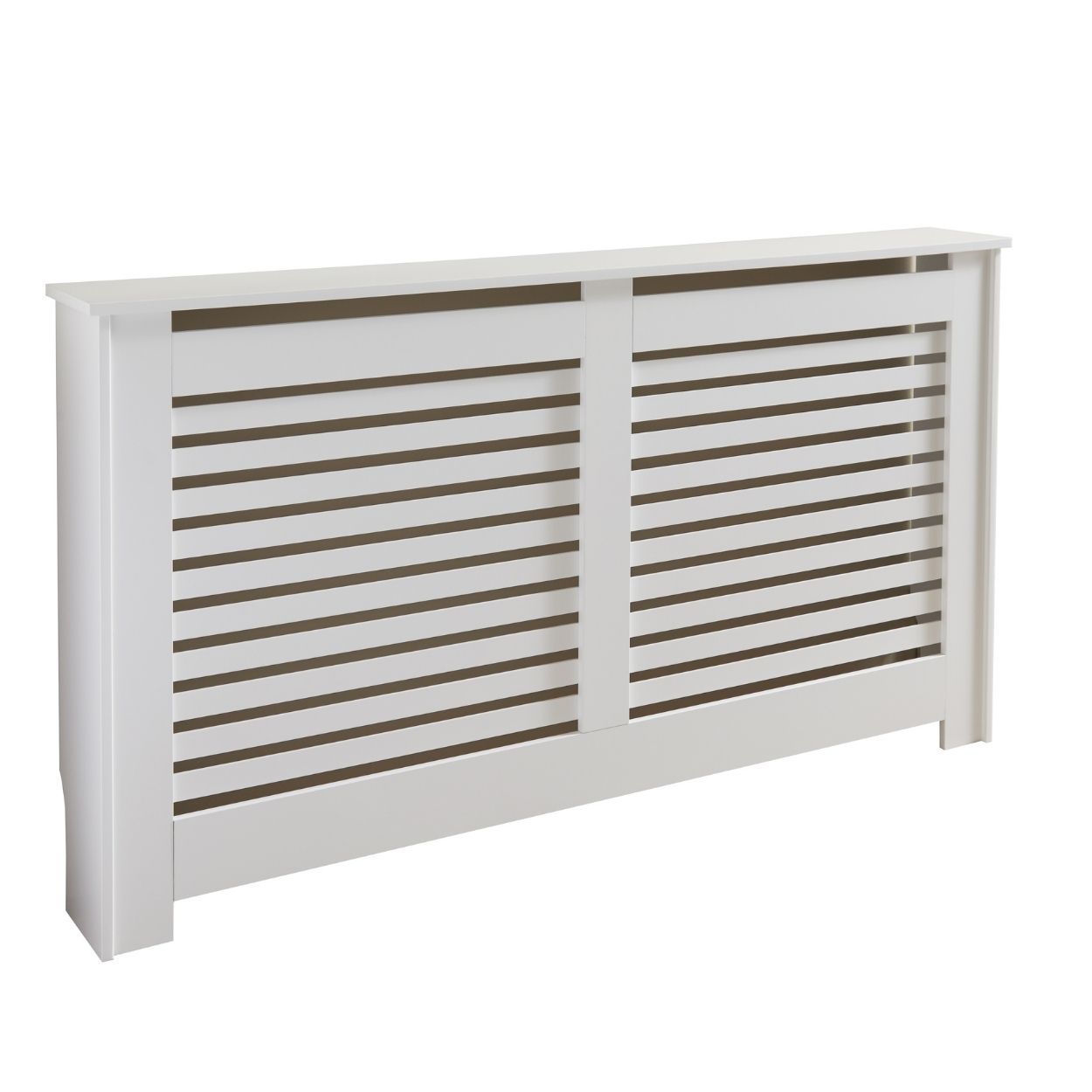 Horizontal Slat Large Radiator Cover White FSC