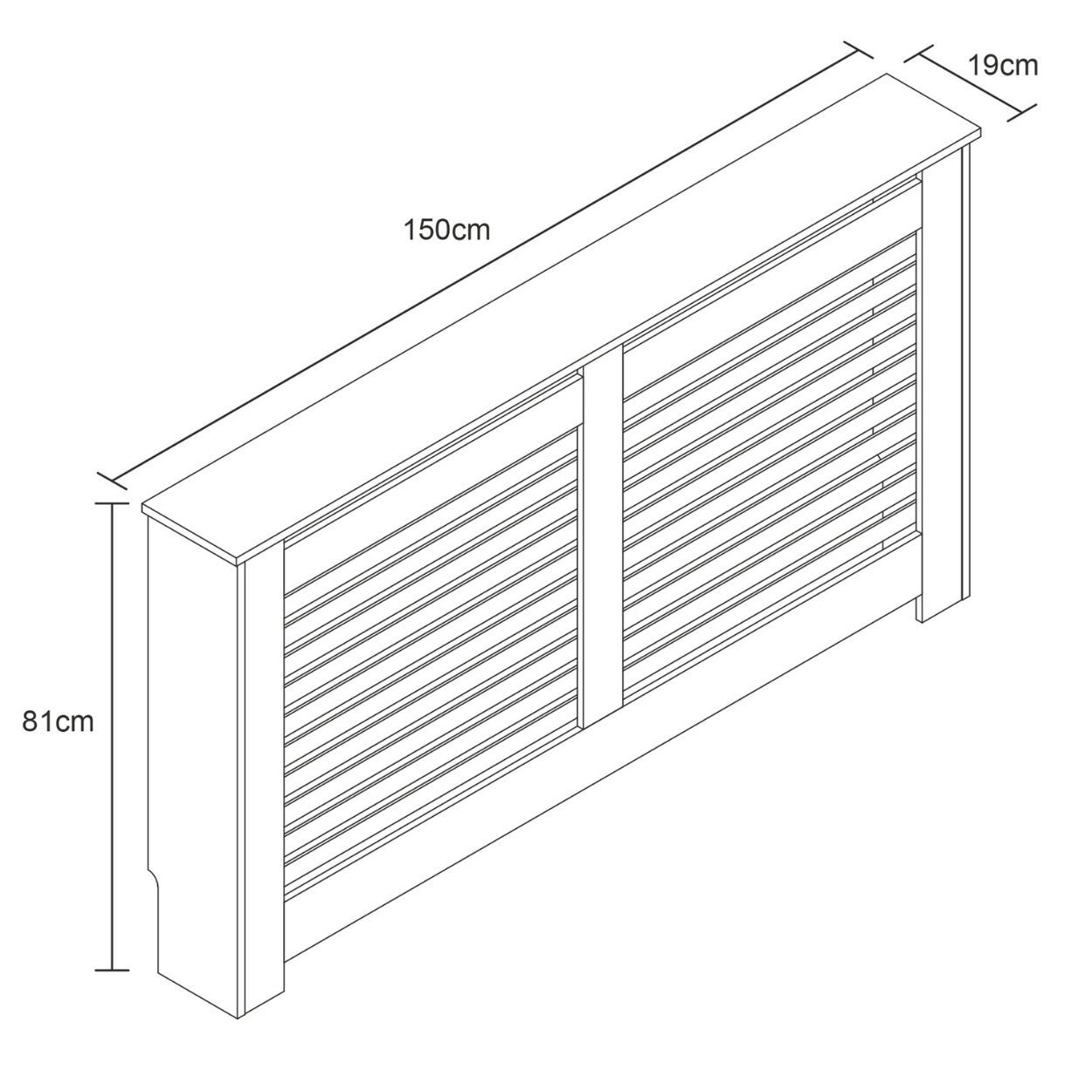 Horizontal Slat Large Radiator Cover White FSC