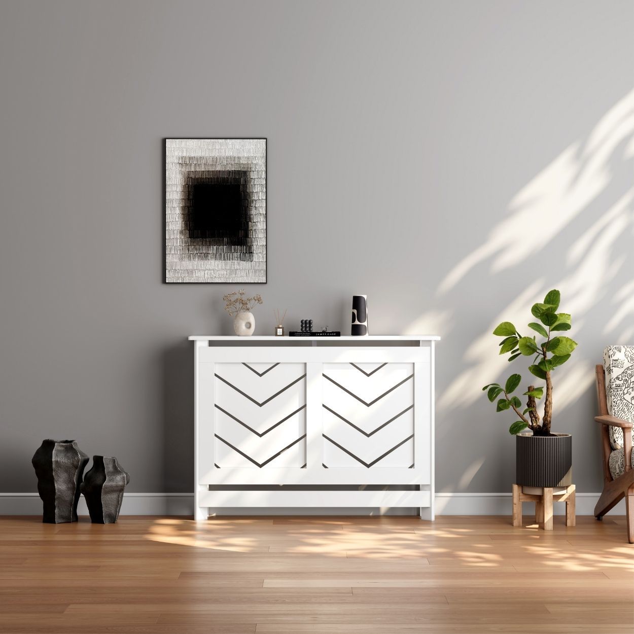 Chevron Medium Radiator Cover White FSC