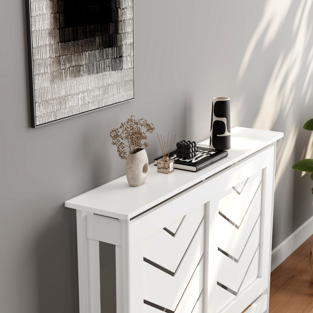 Chevron Medium Radiator Cover White FSC