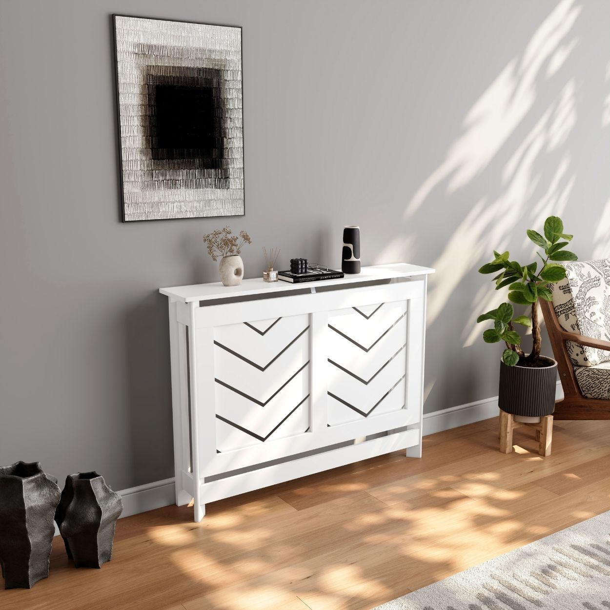 Chevron Medium Radiator Cover White FSC