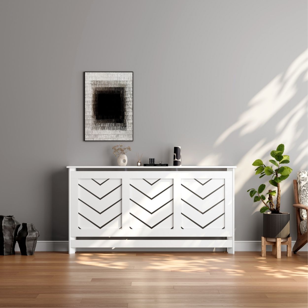 Chevron Large Radiator Cover White FSC