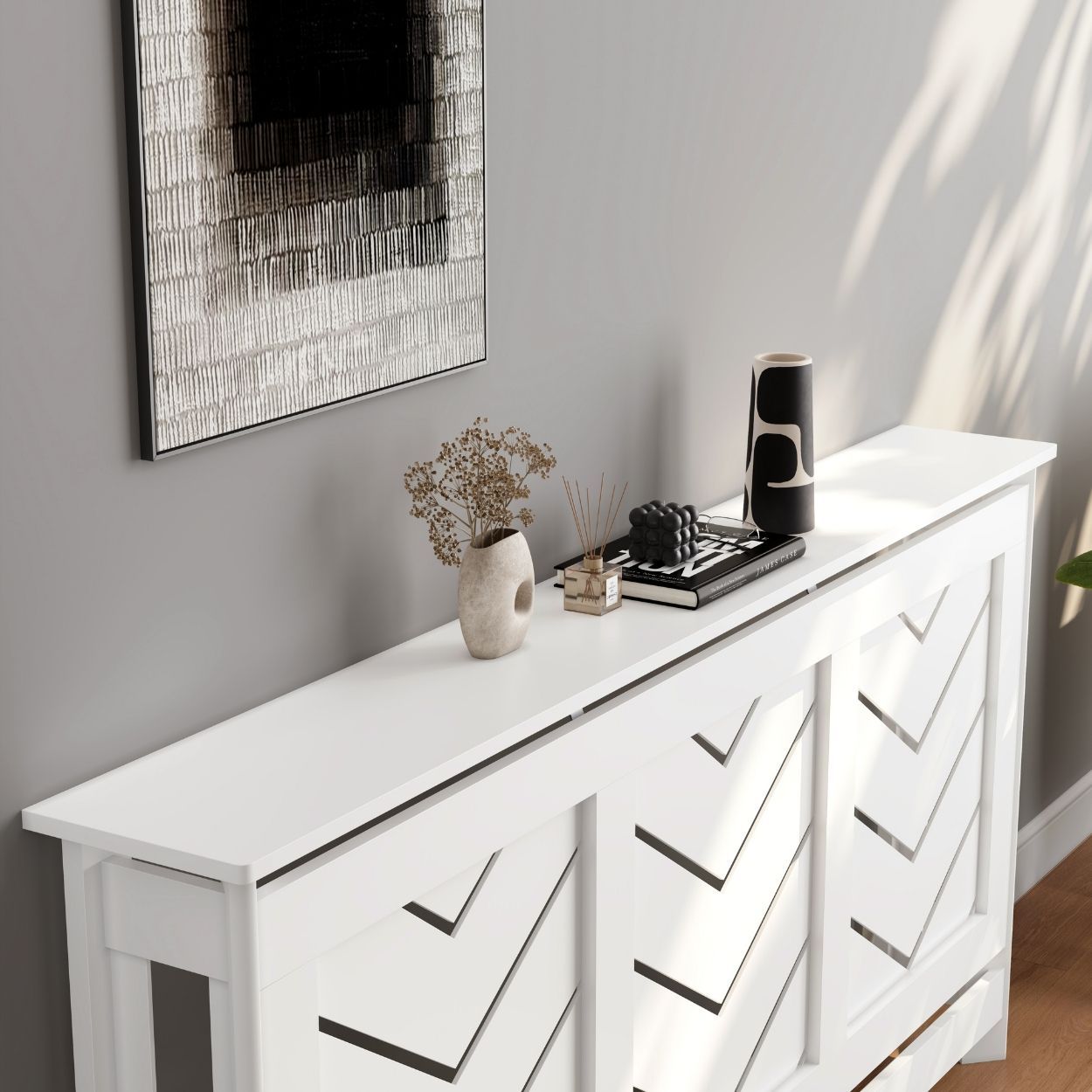 Chevron Large Radiator Cover White FSC