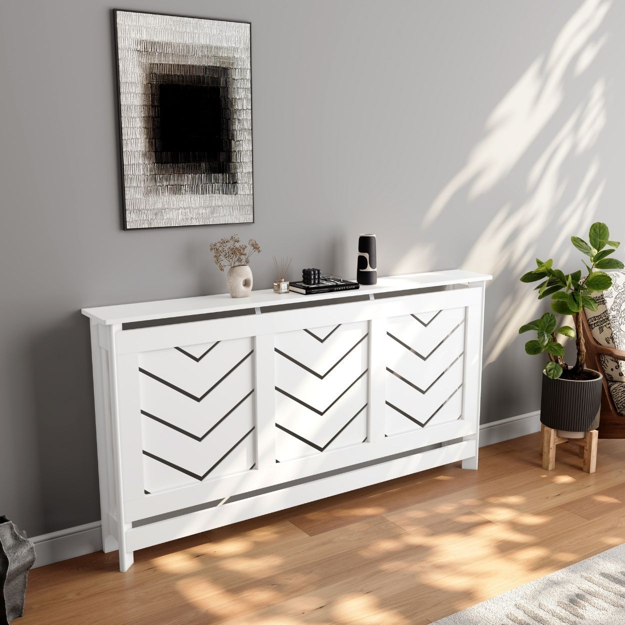 Chevron Large Radiator Cover White FSC