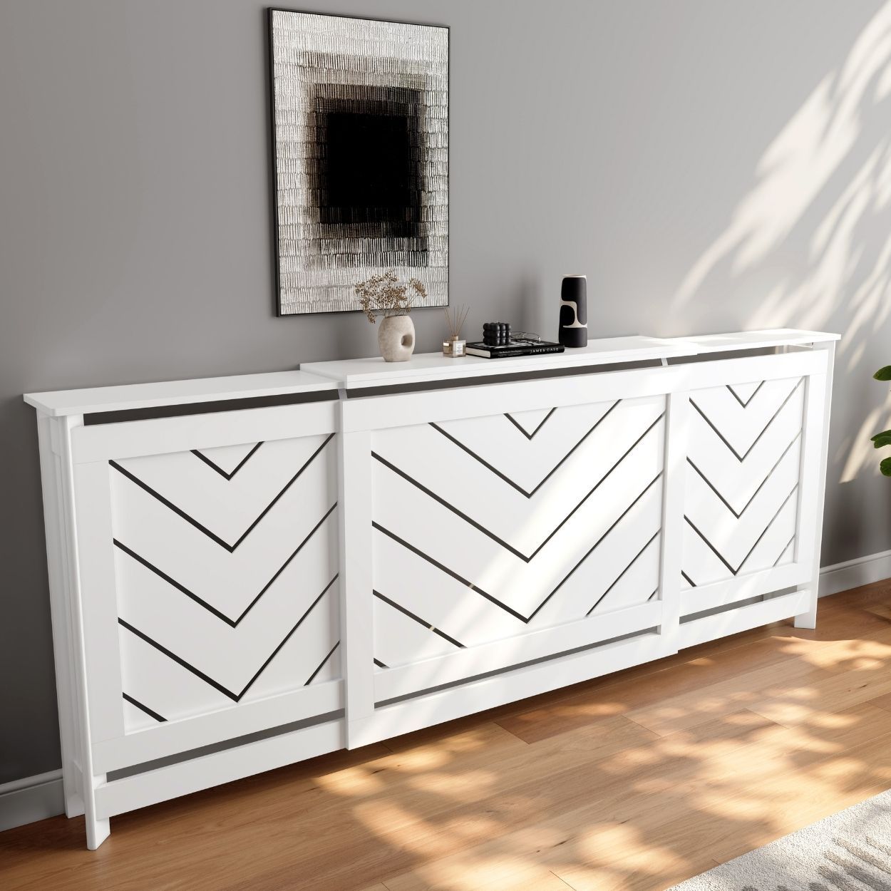 Chevron Extendable Radiator Cover White FSC
