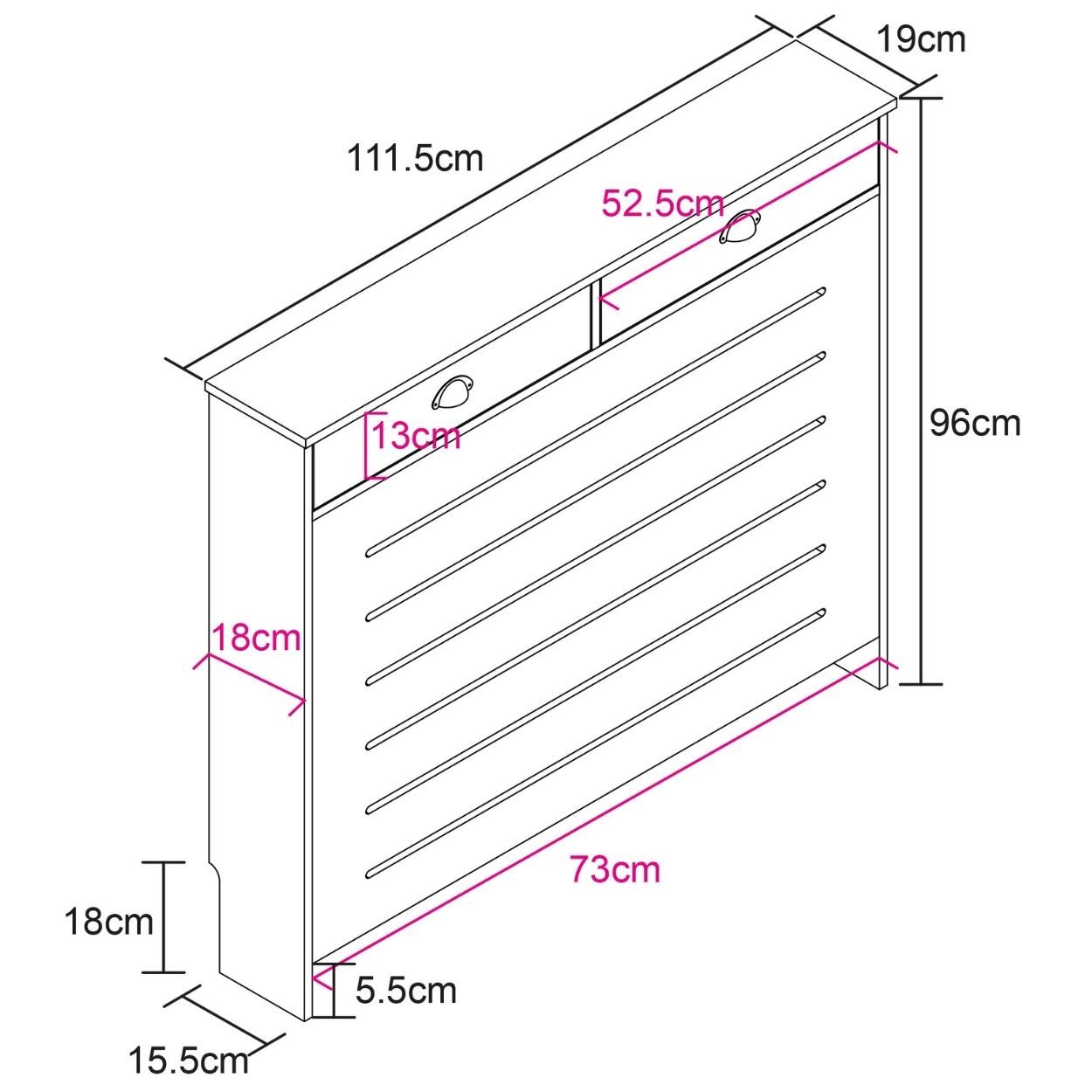 Linwood Medium Radiator Cover White FSC