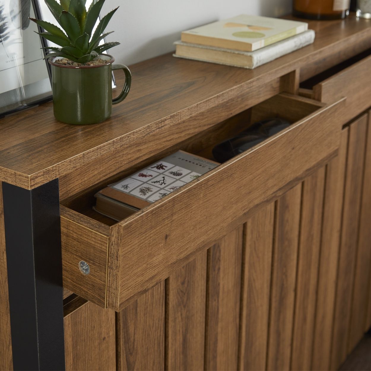 Margo Medium Radiator Cover with 2 Drawers Dark Wood FSC