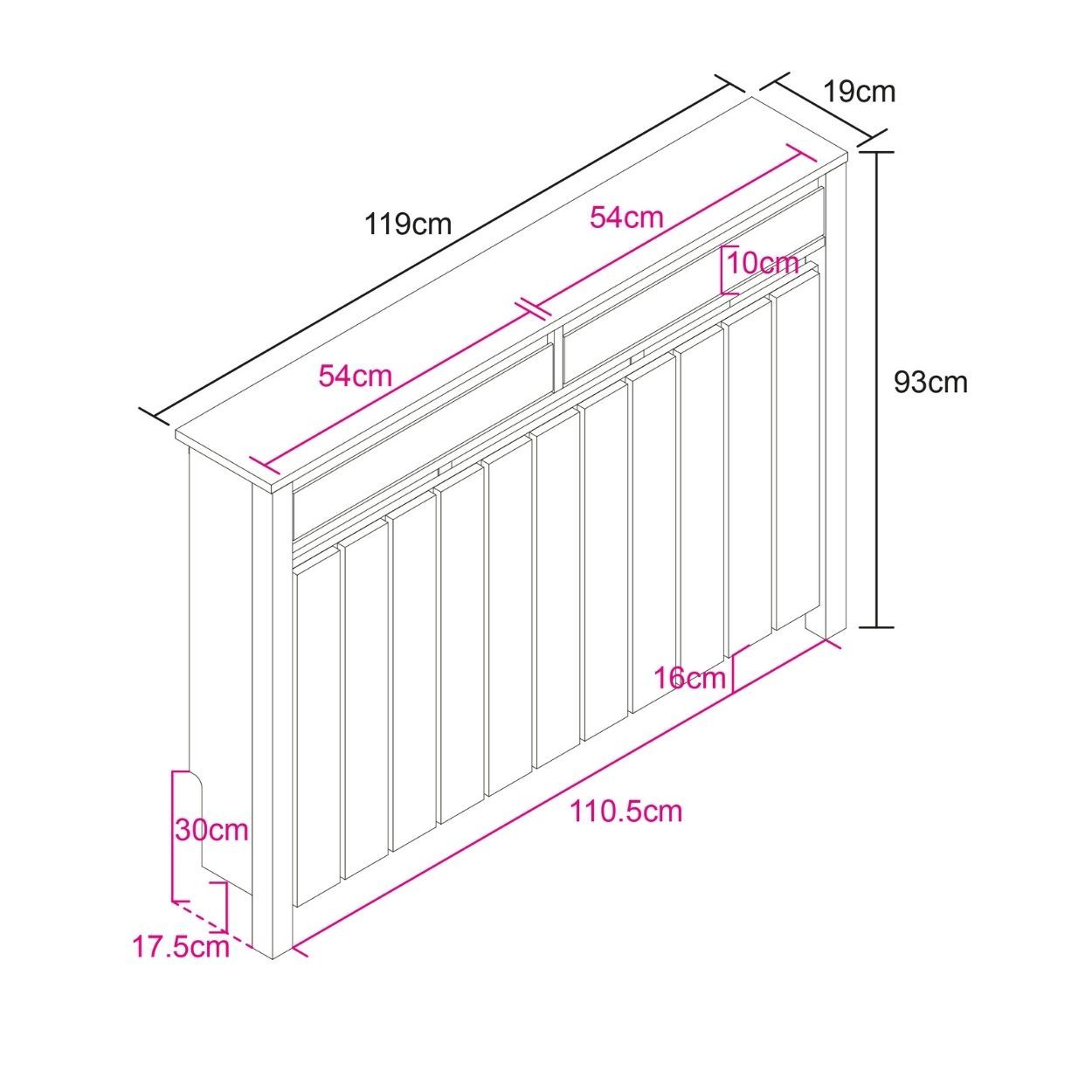 Margo Medium Radiator Cover with 2 Drawers Dark Wood FSC